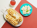 Potato mozzarella corn dog