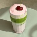 Cherry matcha met foam cream cheese