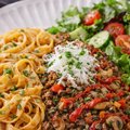 Heerlijke tagliatelle met rundergehakt en groenten