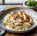 Pasta alfredo con pollo