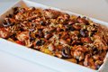 smaakvolle ovenschotel met kip, kastanje champignons en krieltjes