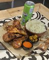 2 chicken legs & 2 side dishe