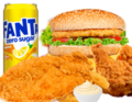 Kipschnitzel menu C met hamburger