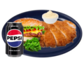 Varkensschnitzel menu met hamburger