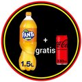 Fanta 1.5L+ Cola zero gratis.