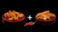 4 Hotwings + 4 Chicken strips spicy