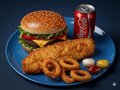 Vis menu met hamburger