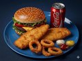 Vis menu A met hamburger