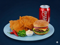 Pittig kipschnitzel menu D met hamburger