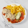 Schnitzel champignonsaus menu