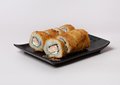 Fried zalm en kaas roll