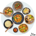 Set 2: Kung Pao Pepper Noodles, Tornado Shrimp, Gemberrijst (large), Cumin Lamb, Sesame Salad, Spring Roll, Chicken Wings (4 pcs)