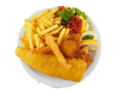 Fish & chips menu+ 2 gratis jubileumzegels