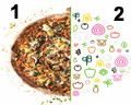 2 smaken in 1 pizza large (38cm)