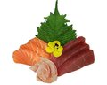 Rauwe zalm, tonijn en zeebaars sashimi