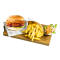 Kipburger knoflook menu