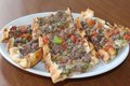 Pide shoarma (Shoarma met speciaal kruiden, paprika mix, gehakt mix, champignons, kaas en uien. )