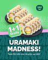 1 + 1 Gratis Sushi Uramaki Ebi rol